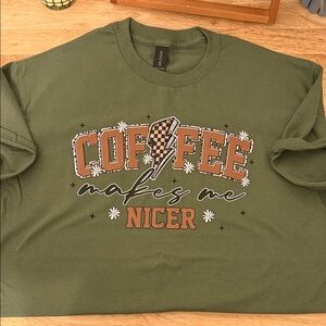 Gildan Olive Green Coffee Graphic Tee